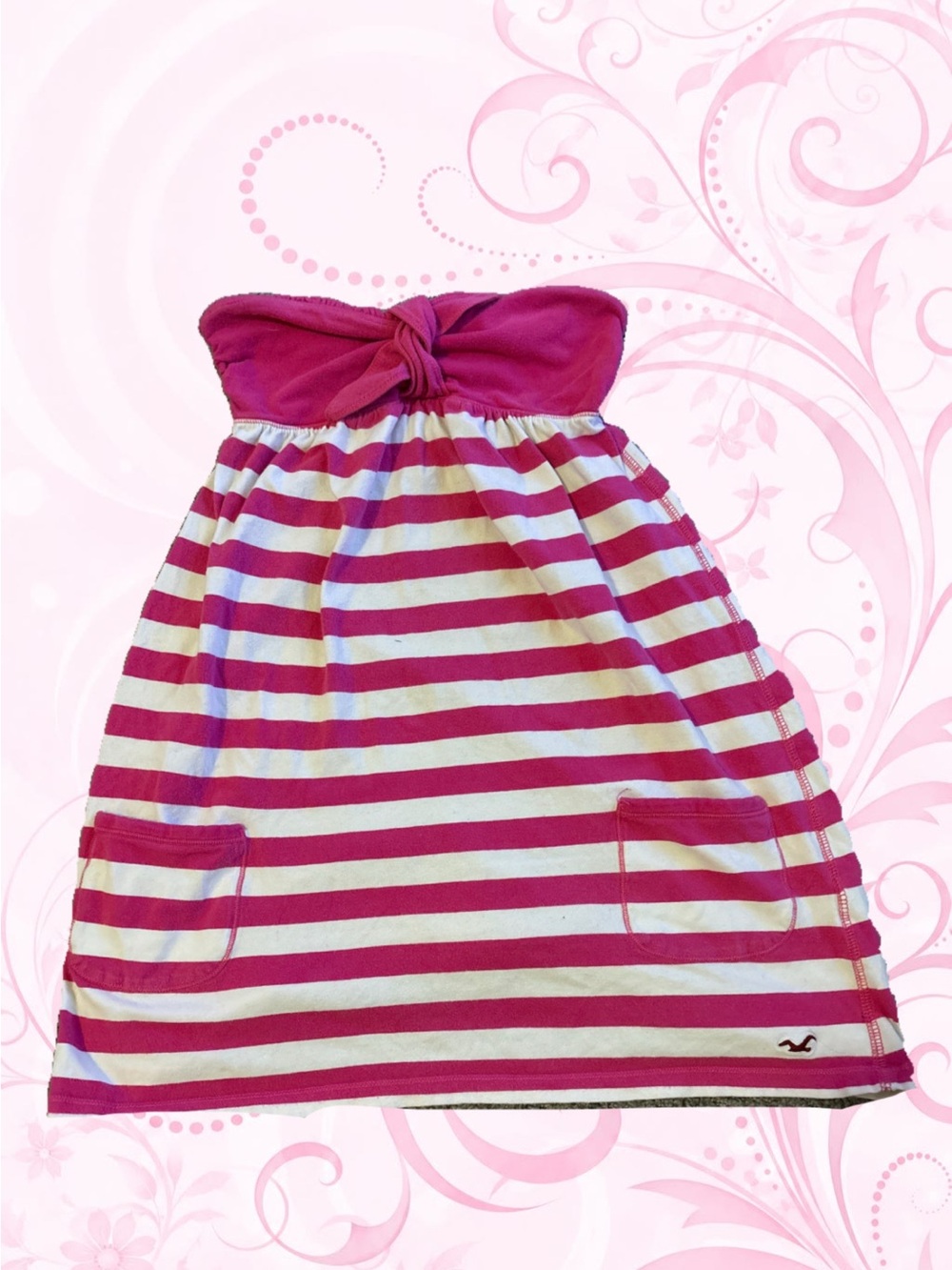 Hollister Girls' Pink & White Striped Babydoll dress super vintage